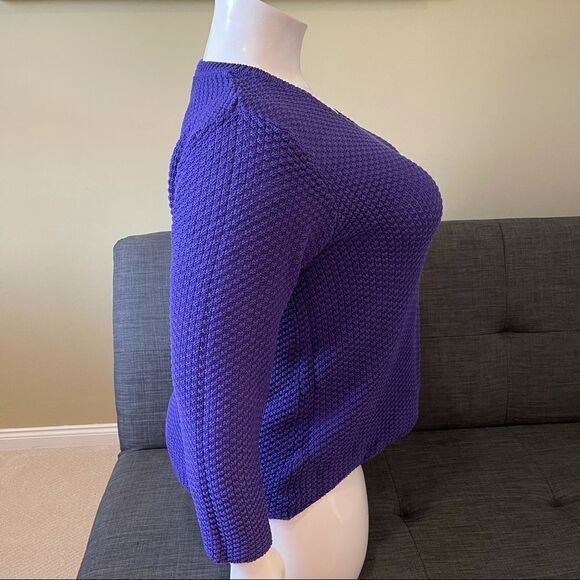 Purple V-Neck Knit Sweater - Picture 4 of 6